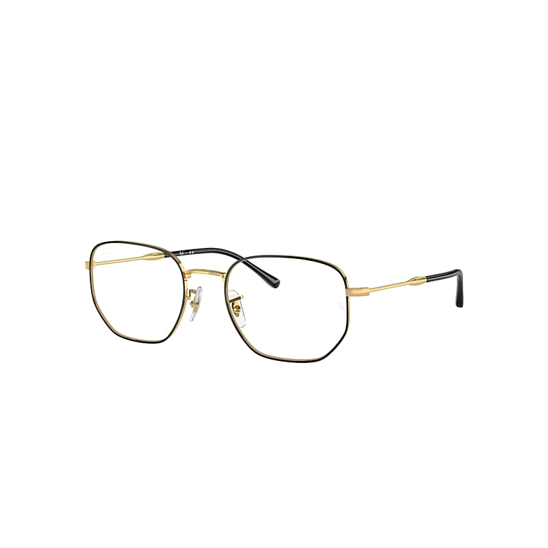 Ray Ban Eyeglasses Unisex Rb6496 Optics Limited - Black On Gold Frame Demo Lens Lenses Polarized 51-20 In Schwarz Auf Gold