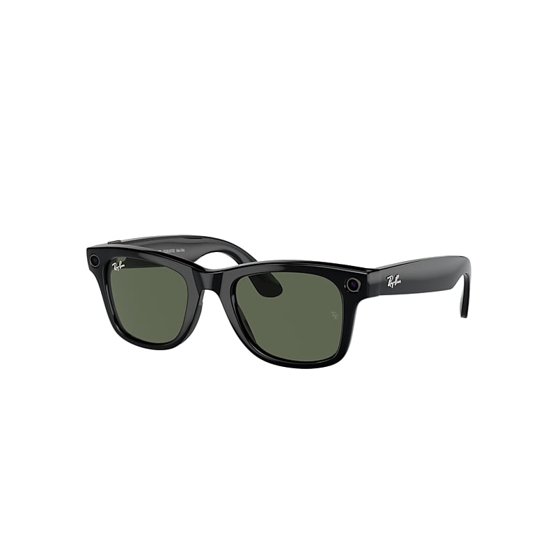 Ray Ban Smart Glasses | Meta Wayfarer Unisex Black Frame Green Lenses 50-22 Facebook Glasses In Schwarz