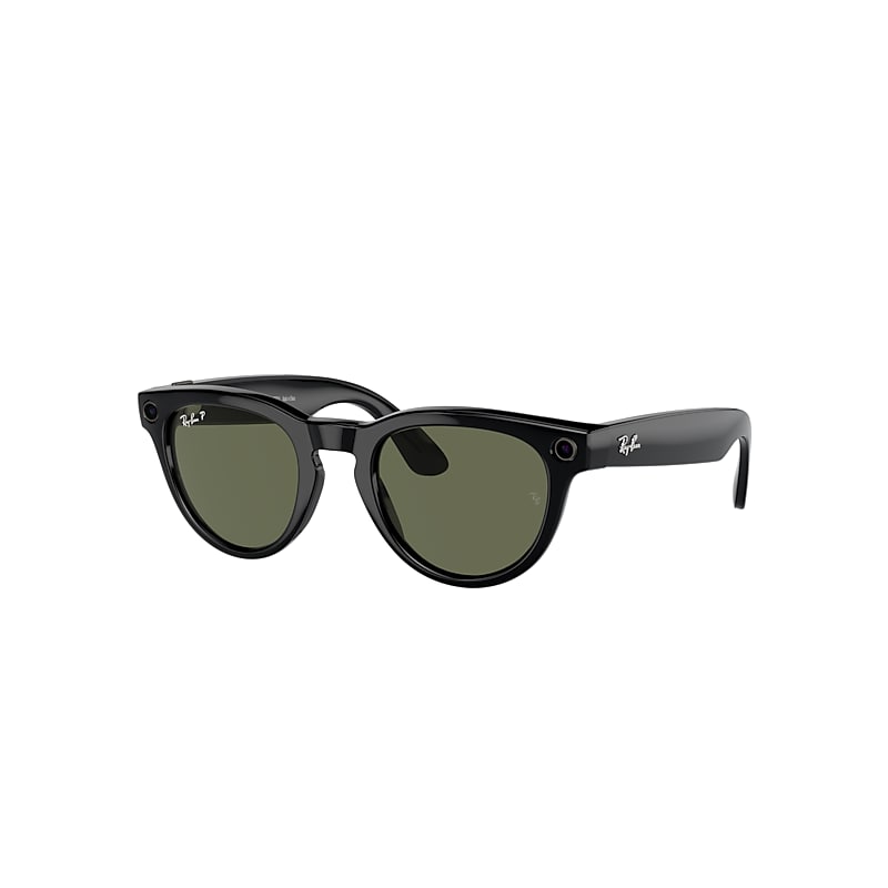 Ray Ban Smart Glasses | Meta Headliner Unisex Black Frame Green Lenses 50-23 Facebook Glasses In Schwarz