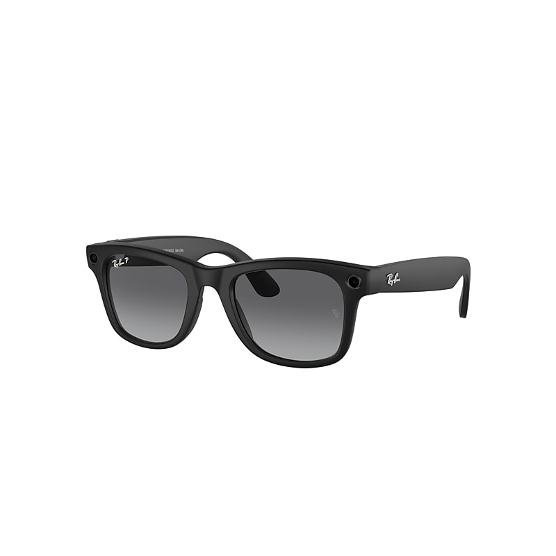 Ray Ban Smart Glasses | Meta Wayfarer Unisex Black Frame Grey Lenses 53-22 Facebook Glasses In Schwarz